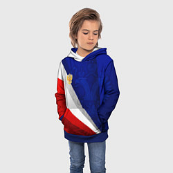 Толстовка-худи детская Герб России - триколор, цвет: 3D-синий — фото 2