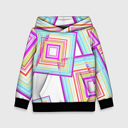Толстовка-худи детская Абстрактные квадраты, цвет: 3D-черный