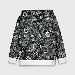 Толстовка-худи детская Самурай и черепа с масками, цвет: 3D-белый