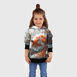 Толстовка-худи детская Милая лисичка в лесу, цвет: 3D-черный — фото 2