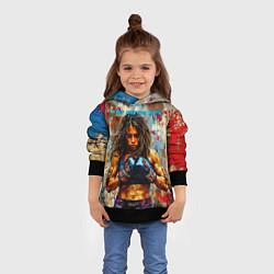 Толстовка-худи детская Девочка миксфайтер, цвет: 3D-черный — фото 2