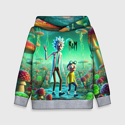 Детская толстовка Рик и Морти изучают планету мухоморов - нейроарт ф