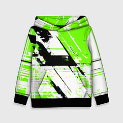 Детская толстовка Diagonal black and green stripes on a white backgr