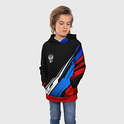 Толстовка-худи детская Герб России - спортивная абстракция, цвет: 3D-красный — фото 2
