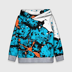 Толстовка-худи детская Оранжево-голубая абстракция на белом фоне, цвет: 3D-меланж