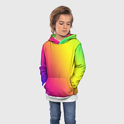 Толстовка-худи детская Градиент зелёно-фиолетовый насыщенный, цвет: 3D-белый — фото 2