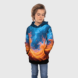 Толстовка-худи детская Яркое пламя в воде, цвет: 3D-черный — фото 2