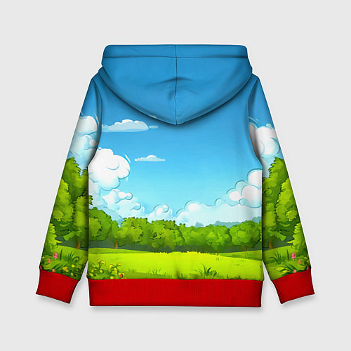 Детская толстовка Аист в поле / 3D-Красный – фото 2