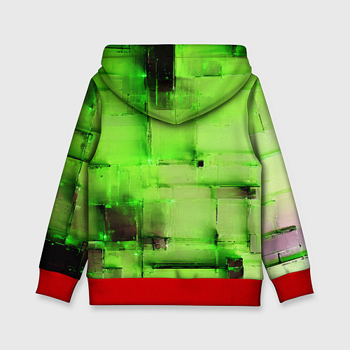 Детская толстовка Чёрные пятна на зелёном фоне абстракция / 3D-Красный – фото 2
