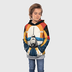 Толстовка-худи детская Скоростной ретро самолет, цвет: 3D-меланж — фото 2