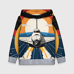 Толстовка-худи детская Скоростной ретро самолет, цвет: 3D-меланж