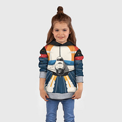 Толстовка-худи детская Скоростной ретро самолет, цвет: 3D-меланж — фото 2