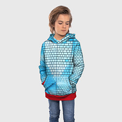 Толстовка-худи детская Синие кирпичики, цвет: 3D-красный — фото 2