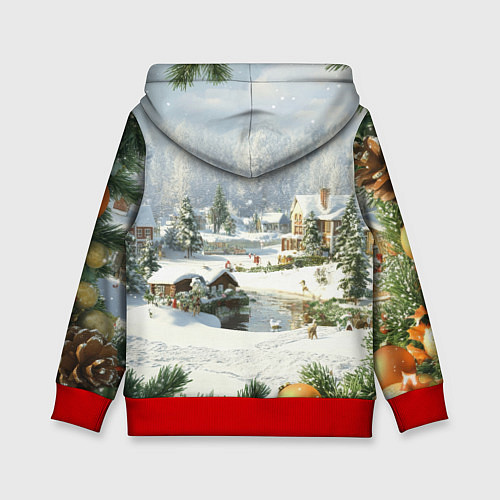 Детская толстовка Рождественская атмосфсра / 3D-Красный – фото 2