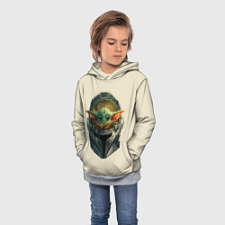 Толстовка-худи детская Малыш Грогу внутри шлема Мандалорец, цвет: 3D-меланж — фото 2