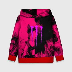 Толстовка-худи детская Monster energy fire pink, цвет: 3D-красный