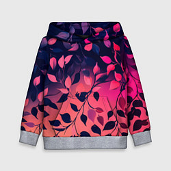 Толстовка-худи детская Листья на градиентном фоне -нейросеть, цвет: 3D-меланж