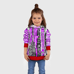 Толстовка-худи детская Киберпанк паттерн фиолетовый, цвет: 3D-красный — фото 2