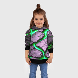 Толстовка-худи детская Треснувший камень зелёный, цвет: 3D-черный — фото 2
