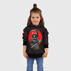 Толстовка-худи детская Кровавый самурай и луна, цвет: 3D-черный — фото 2