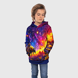 Толстовка-худи детская Пчелка в космосе, цвет: 3D-синий — фото 2