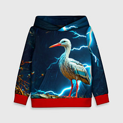 Толстовка-худи детская Аист и гроза, цвет: 3D-красный