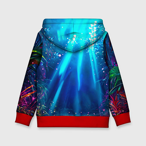 Детская толстовка Розовый фламинго в джунглях / 3D-Красный – фото 2