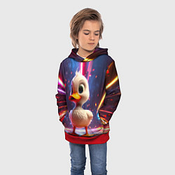 Толстовка-худи детская Уточка в неоне, цвет: 3D-красный — фото 2