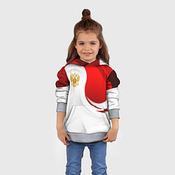 Толстовка-худи детская Россия - красный и белый, цвет: 3D-меланж — фото 2