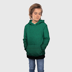 Толстовка-худи детская Зелёный текстурированный в чёрную полоску, цвет: 3D-черный — фото 2