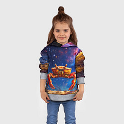 Толстовка-худи детская Краб в космосе, цвет: 3D-меланж — фото 2