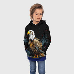 Толстовка-худи детская Статный белоголовый орлан, цвет: 3D-синий — фото 2