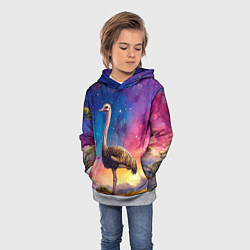 Толстовка-худи детская Страус и звездное небо, цвет: 3D-меланж — фото 2