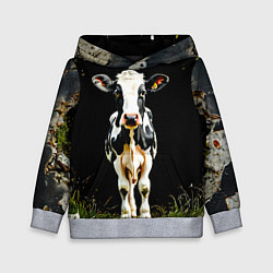 Детская толстовка Корова на черном