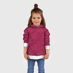 Толстовка-худи детская Белые абстрактные каракули на красном, цвет: 3D-белый — фото 2
