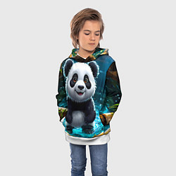 Толстовка-худи детская Панда в колодце, цвет: 3D-белый — фото 2