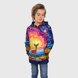 Толстовка-худи детская Олень и космическое небо, цвет: 3D-синий — фото 2