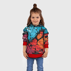 Толстовка-худи детская Красно-голубая разбитая текстура, цвет: 3D-красный — фото 2