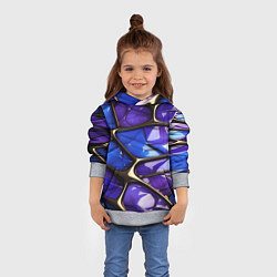 Толстовка-худи детская Синие и фиолетовые плиты, цвет: 3D-меланж — фото 2