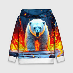 Детская толстовка Белый медведь в огне