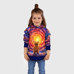 Толстовка-худи детская Медвежонок смотрит в космос, цвет: 3D-синий — фото 2
