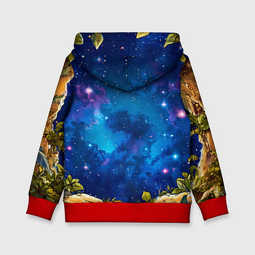 Детская толстовка Обезьянка в звездную ночь / 3D-Красный – фото 2