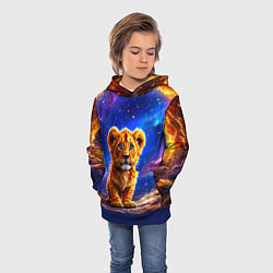 Толстовка-худи детская Львенок в звездную ночь, цвет: 3D-синий — фото 2