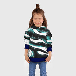 Толстовка-худи детская Абстрактный черно-зеленый камуфляж, цвет: 3D-синий — фото 2