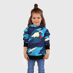 Толстовка-худи детская Синий камуфляж русская сила, цвет: 3D-черный — фото 2