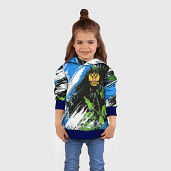 Толстовка-худи детская Герб России на камуфляже, цвет: 3D-синий — фото 2