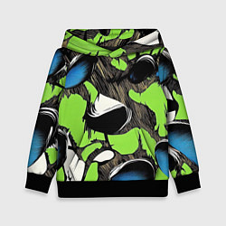 Толстовка-худи детская Объемный камуфляж из слоев, цвет: 3D-черный