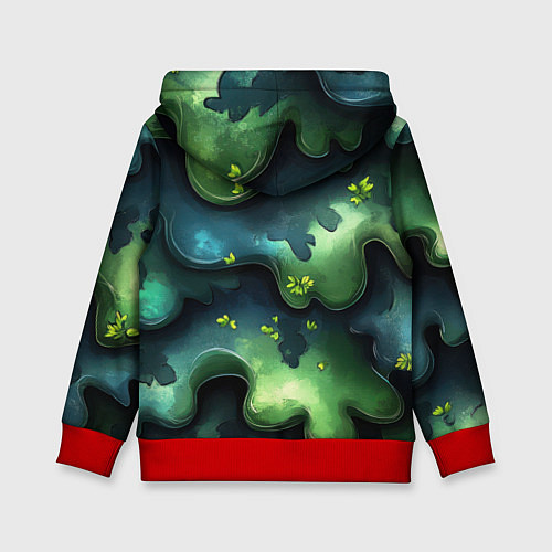 Детская толстовка Летний абстрактный камуфляж / 3D-Красный – фото 2