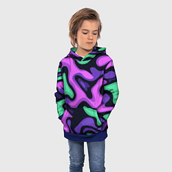 Толстовка-худи детская Разноцветный эмоциональный камуфлляж, цвет: 3D-синий — фото 2