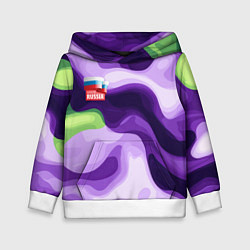 Толстовка-худи детская Фиолетовый камуфляж Россия, цвет: 3D-белый